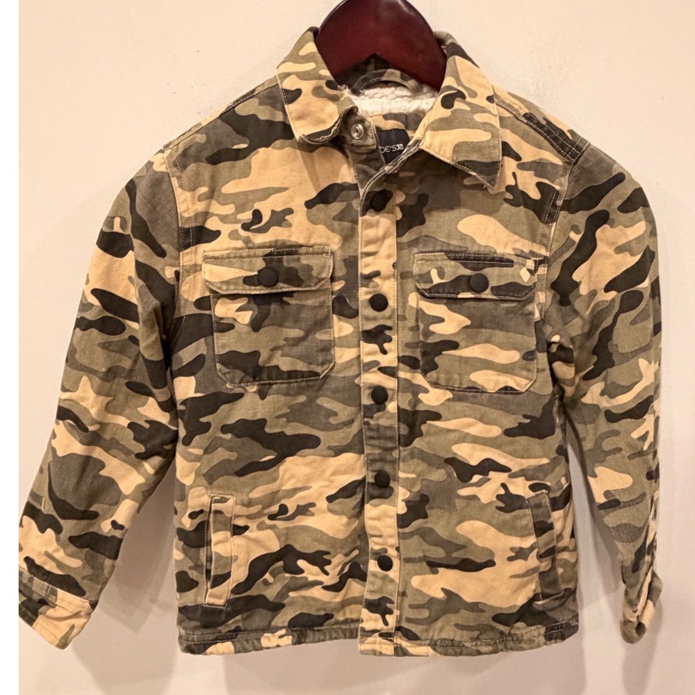 Joe's Jeans Boys Camo Sherpa Lined Shirt Jacket Green Tan Size S 7 32503514